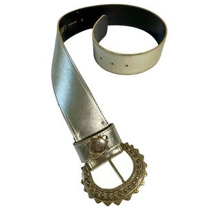 A. Brod Women’s Vintage Gold Wide Medallion Belt Gold Buckle 1980s SzM USA